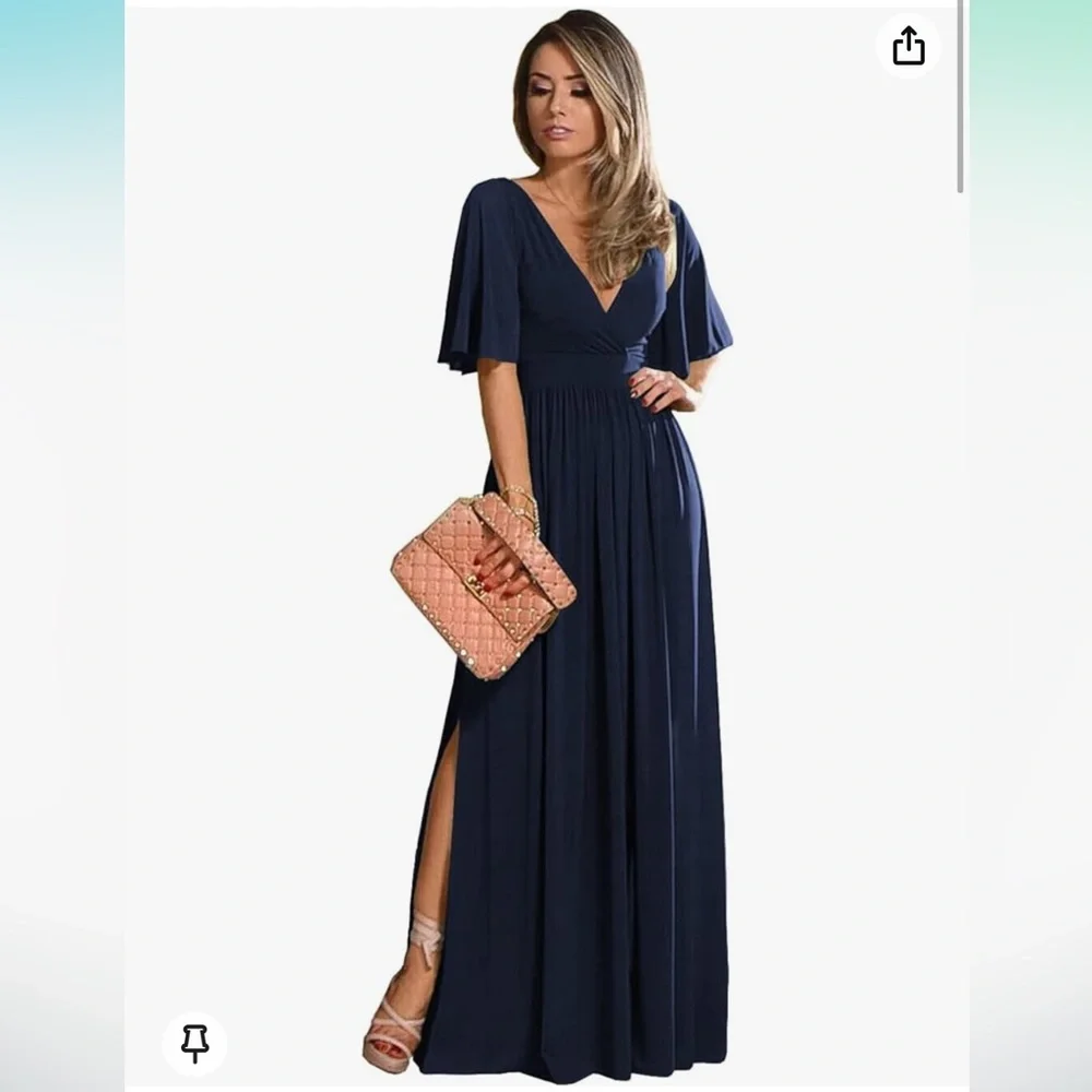 Maid of honor dress, mother of the bride, formal event dress in Navy blue - Picture 5 of 8
